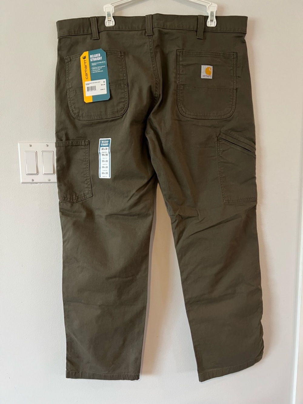 Carhartt Relaxed Straight Rigby Double Front Dungaree Pants Olive Mens 38 x 30